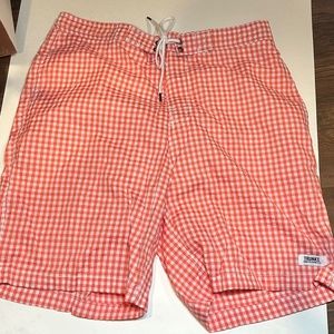EUC MENS TRUNKS SURF & SWIM CO. GINGHAM SWIM TRUNKS SIZE L